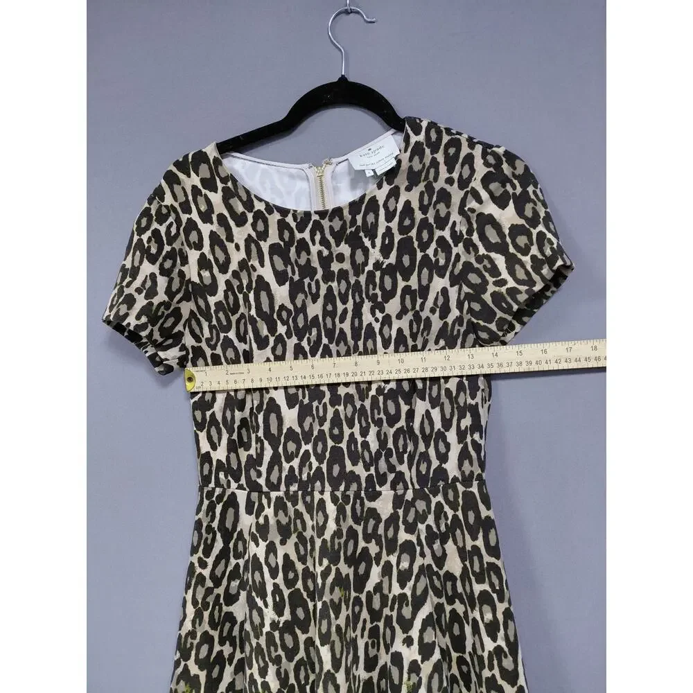 Kate Spade Black A-Line Short Lined Animal Print Dress Women Size 6